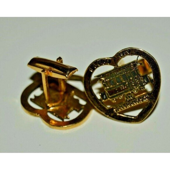 Vintage I Left My Heart in San Francisco CA Trolley Car Men's Cuff Links Rare - Picture 2 of 4